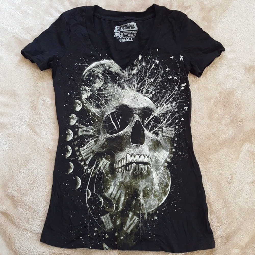 Skygraphx black T-shirt with skull